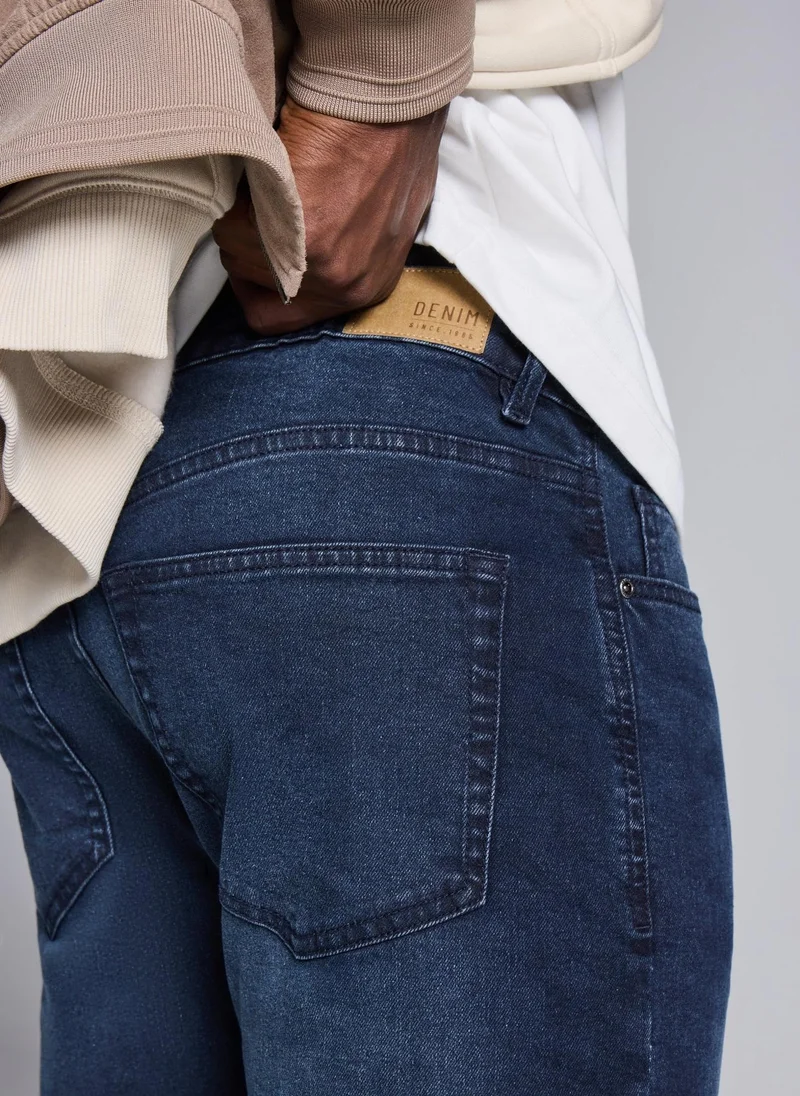 Matalan Blue Blue Black Wash Tapered Jeans for Men | Best Price UAE